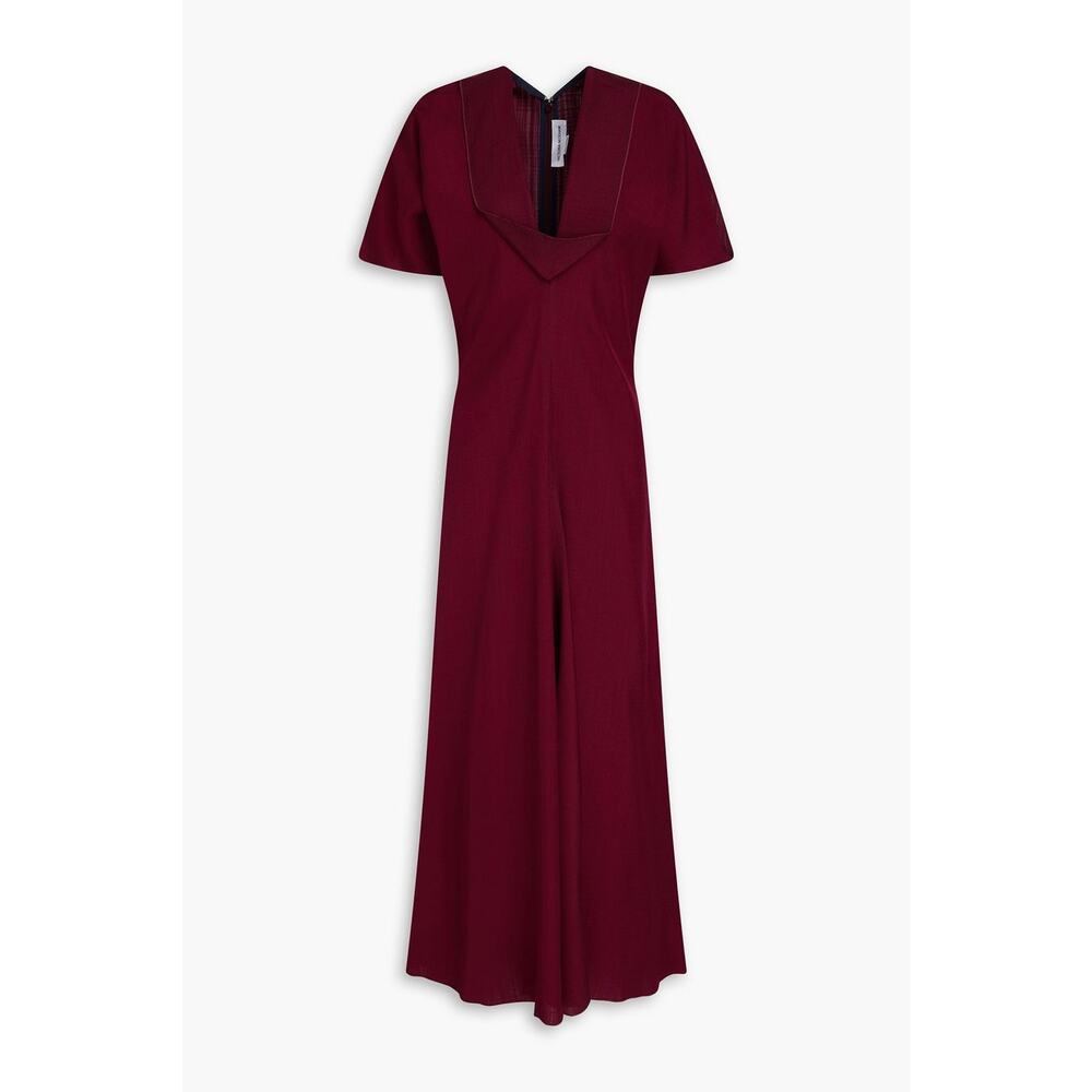 Victoria Beckham Draped V Neck Midi Dress in Port UK 4 US 0 - Picture 4 of 4